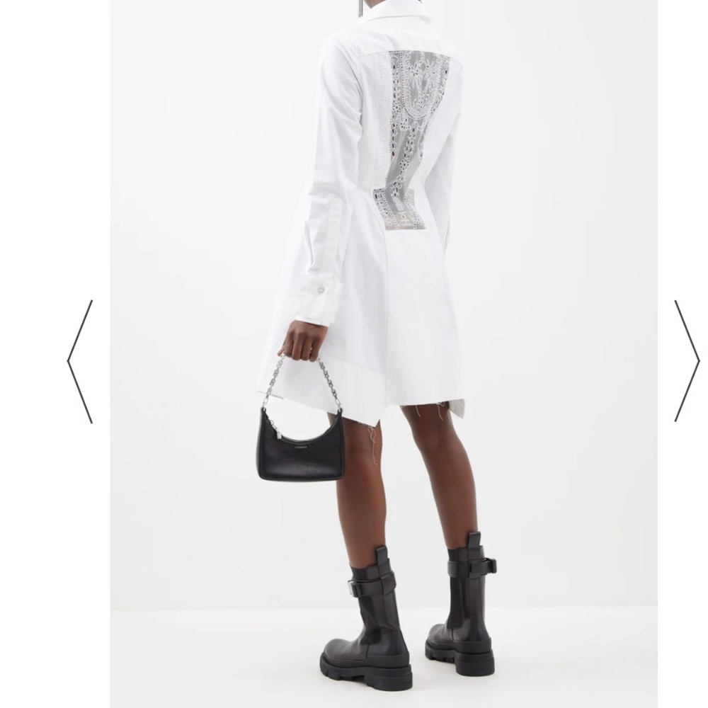 Givenchy Sheer Lace Back Long Sleeve Cotton Shirt Dress White Size 34 (US 2) - Picture 6 of 17